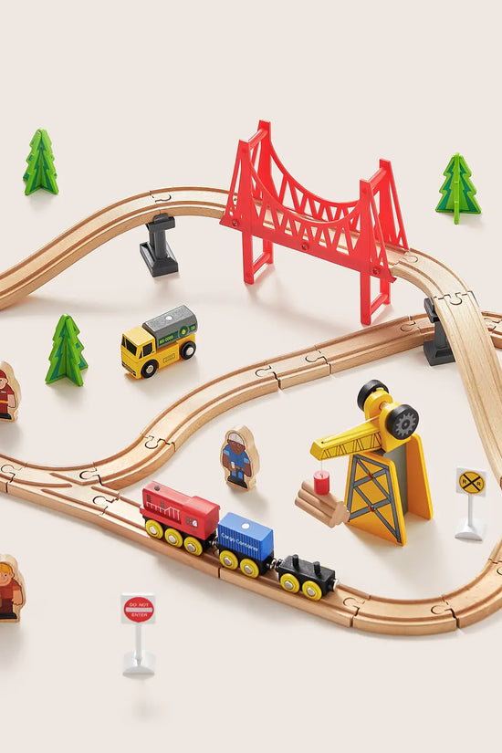® Wooden Track Trains 55 Pcs