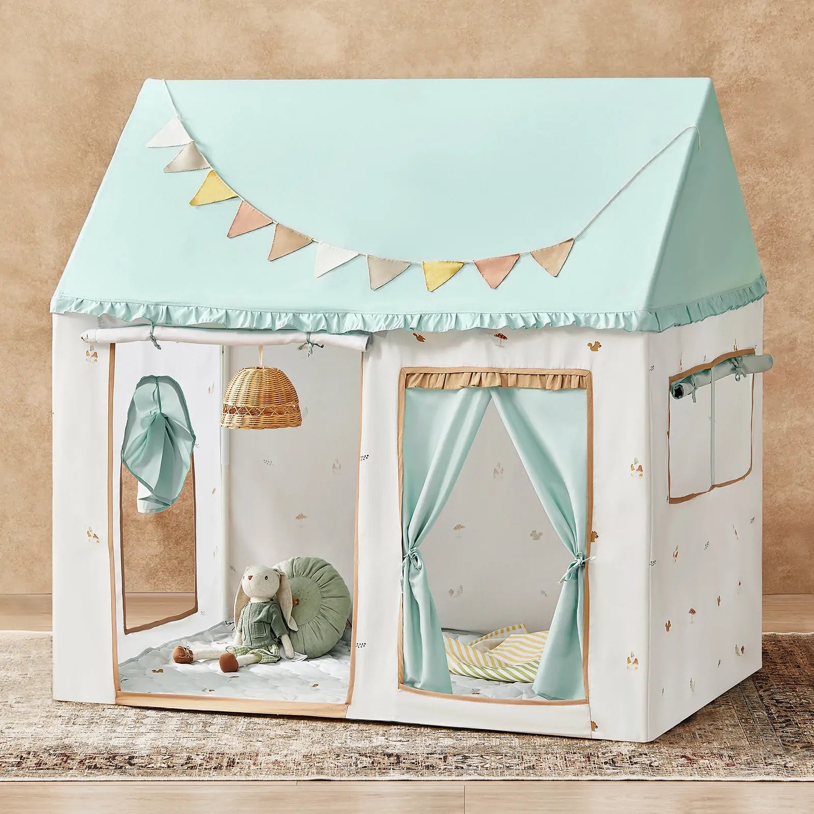 Nature-inspired Play & Art Set — Sage Easel + Forest Play House