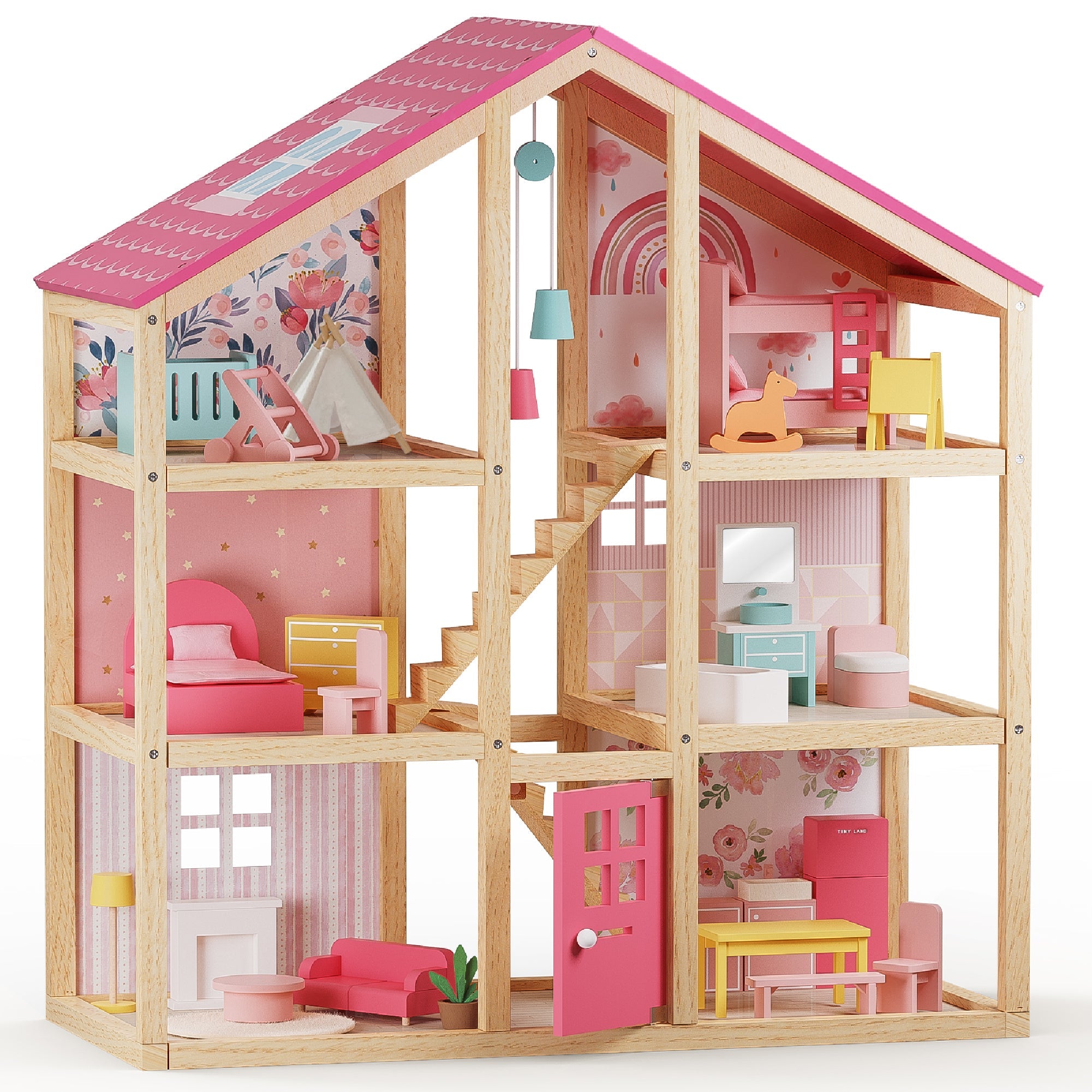 Sweet Dreams Playset — Pink Dollhouse + Pink-White Playhouse