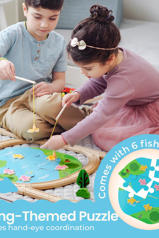 ® 110-Piece Wooden Train Set with Folding Storage Box