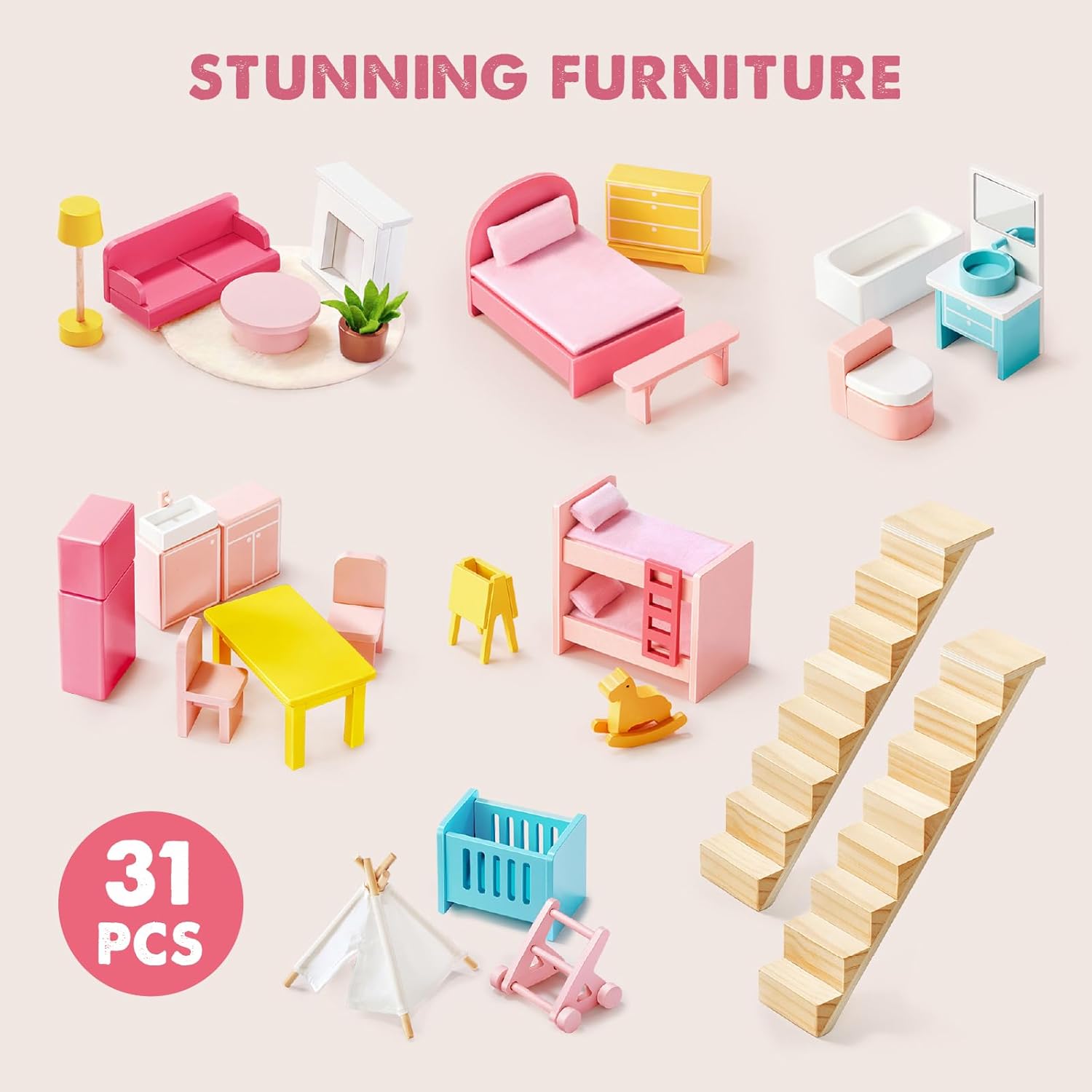 Sweet Dreams Playset — Pink Dollhouse + Pink-White Playhouse