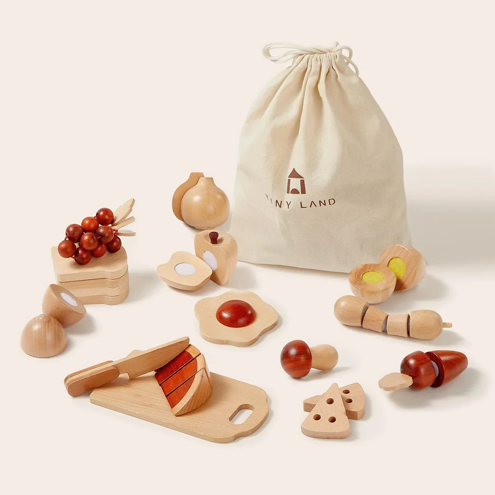 ® Play Kitchen Accessories – Play Food for Play Kitchen: Wooden Cut and Play Food Toys