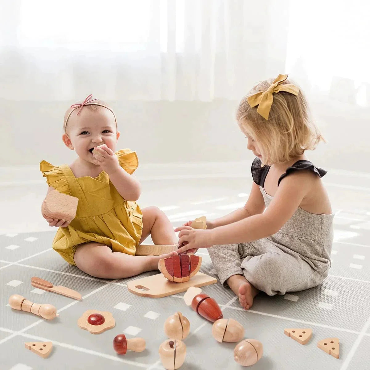 ® Play Kitchen Accessories – Play Food for Play Kitchen: Wooden Cut and Play Food Toys
