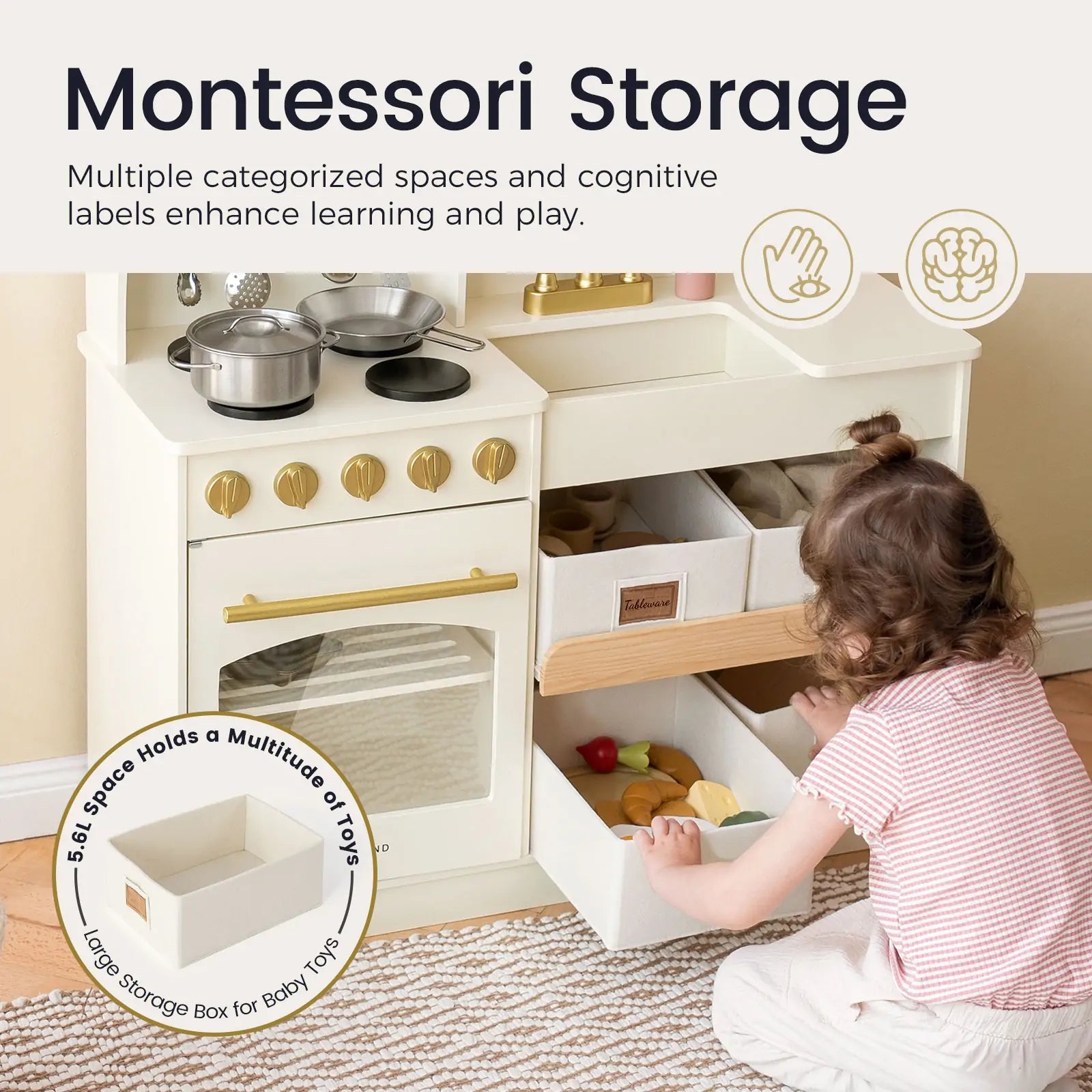 ® Wooden Play Kitchen with Storage for Creative Toddlers