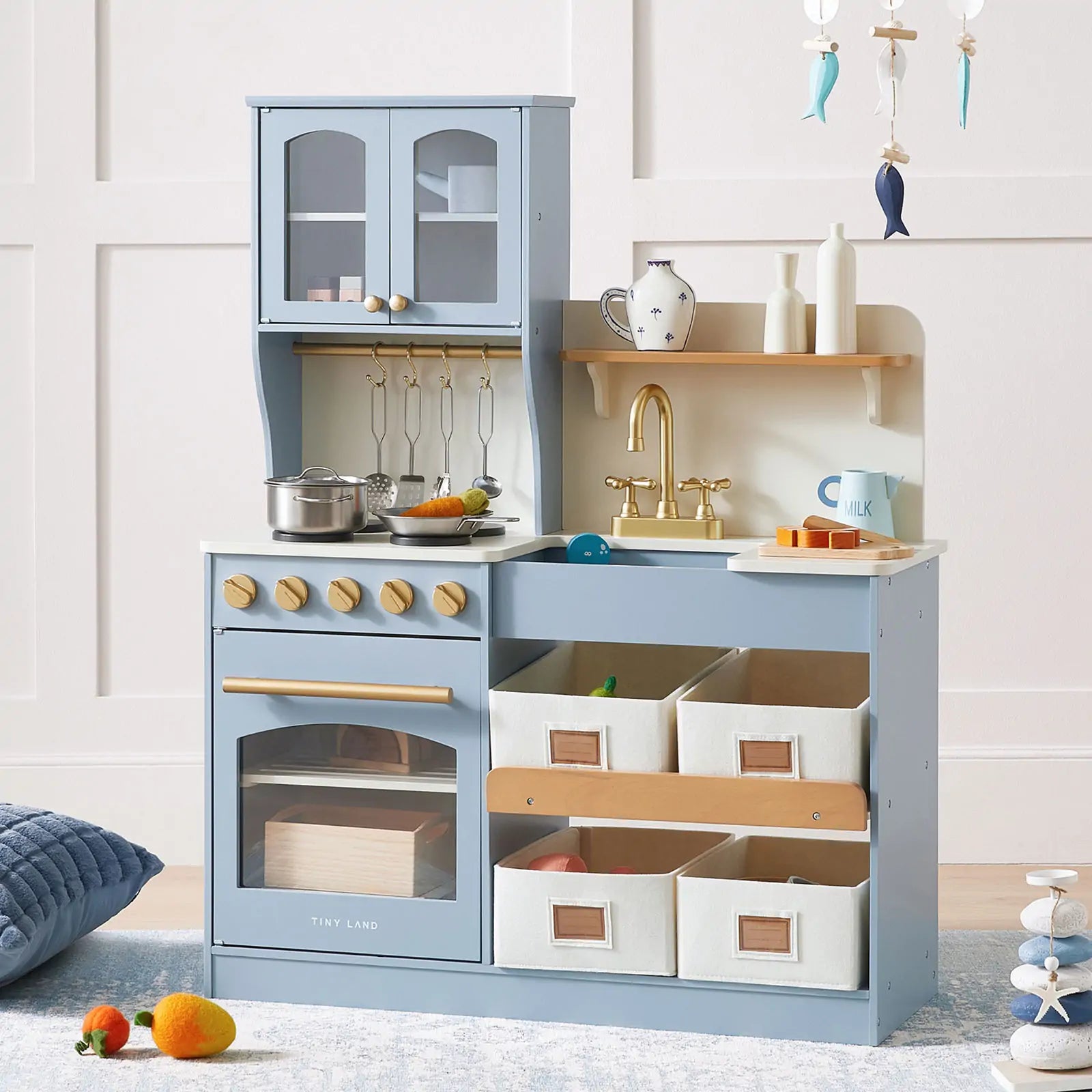 ® Pretend Play Kitchen for Kids - Serenity Wooden Kitchen – Blue