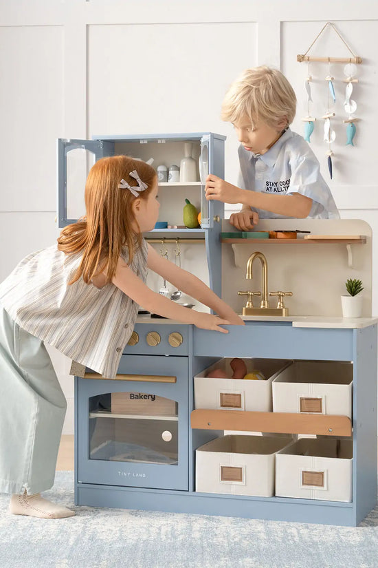 ® Pretend Play Kitchen for Kids - Serenity Wooden Kitchen – Blue