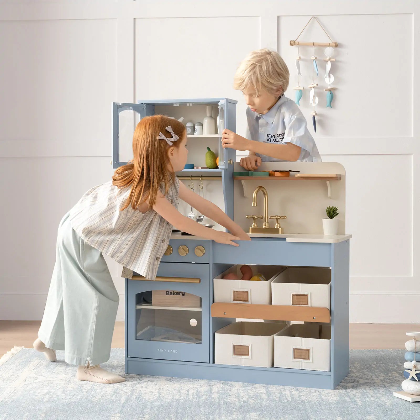 ® Pretend Play Kitchen for Kids - Serenity Wooden Kitchen – Blue