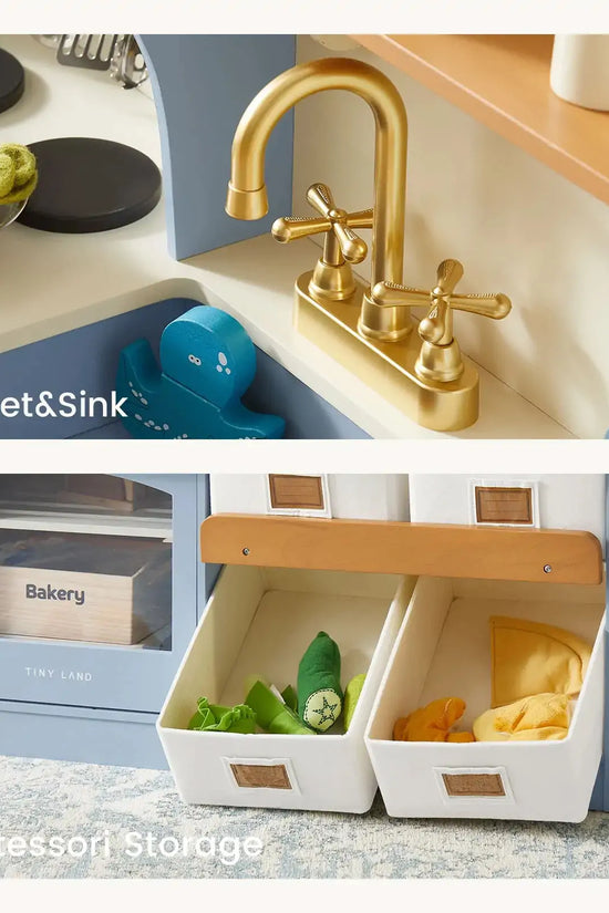 ® Pretend Play Kitchen for Kids - Serenity Wooden Kitchen – Blue