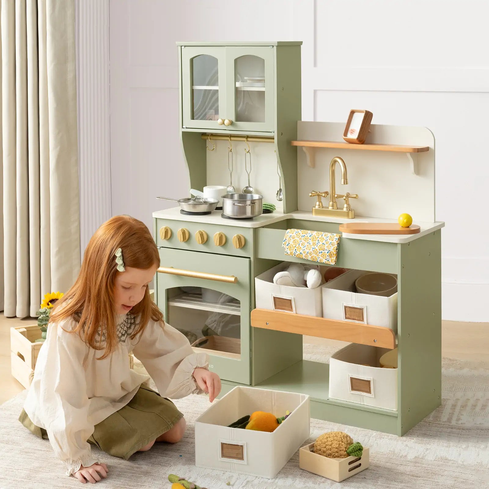 ® Pretend Play Kitchen for Toddlers - Serenity Wooden Kitchen – Green