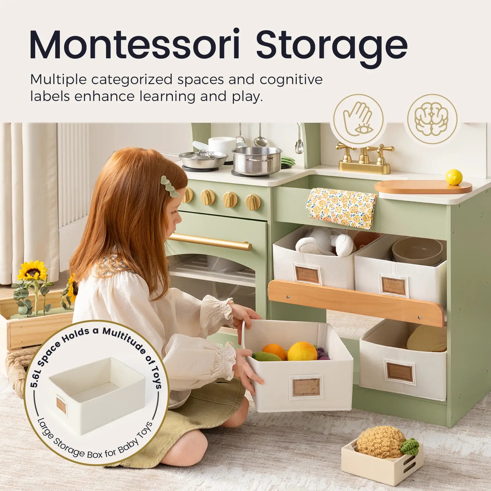 ® Pretend Play Kitchen for Toddlers - Serenity Wooden Kitchen – Green