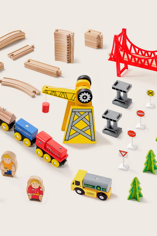 ® Wooden Track Trains 55 Pcs