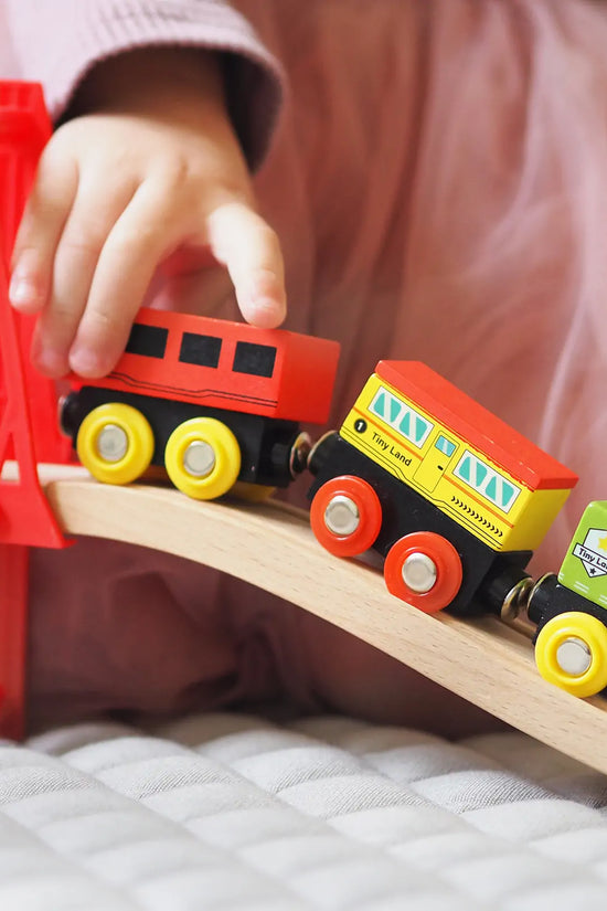 ® 110-Piece Wooden Train Set with Folding Storage Box