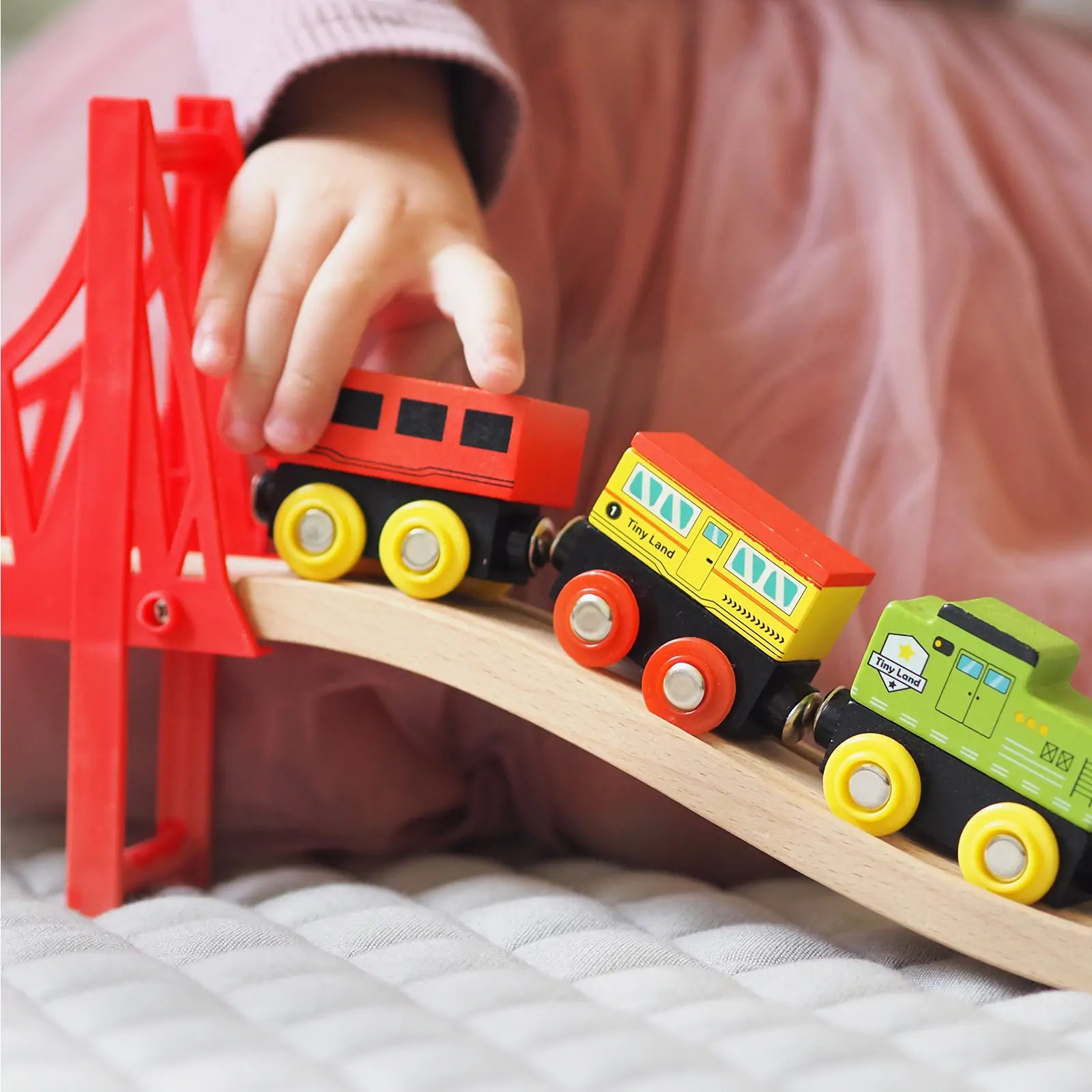 ® 110-Piece Wooden Train Set with Folding Storage Box