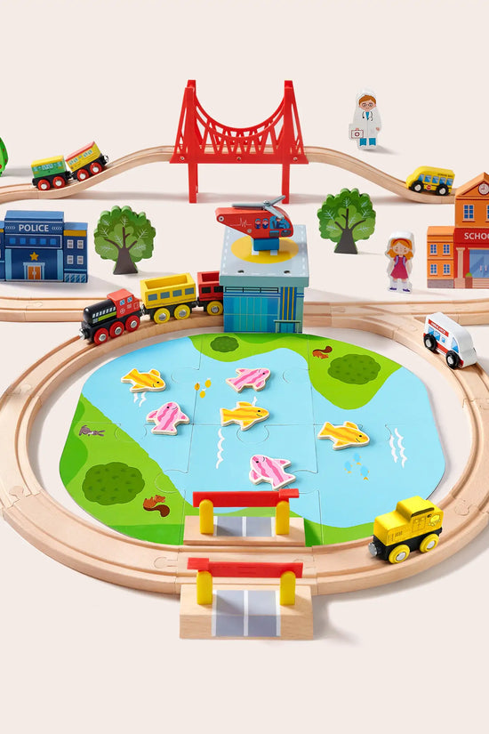 ® Wooden Train Set 110 Pcs