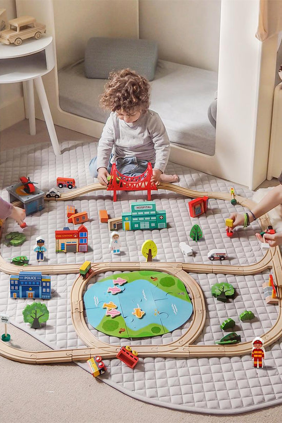 ® Wooden Train Set 110 Pcs