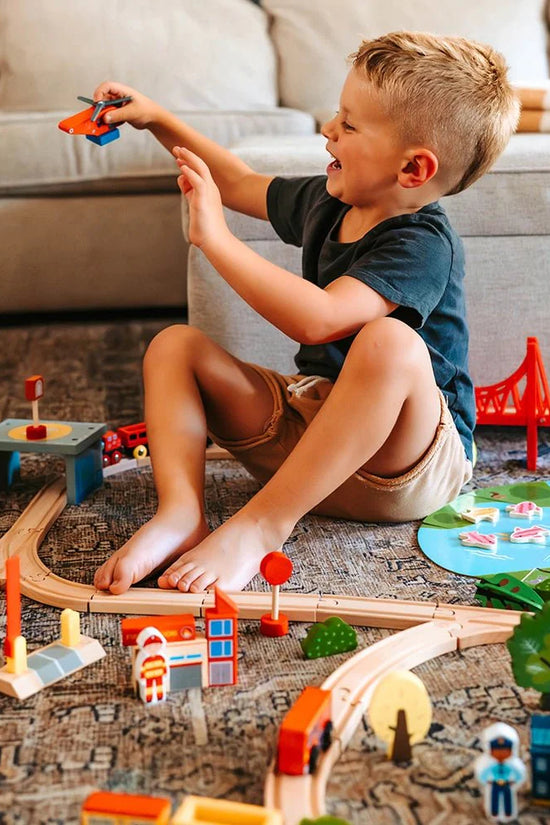 ® Wooden Train Set 110 Pcs