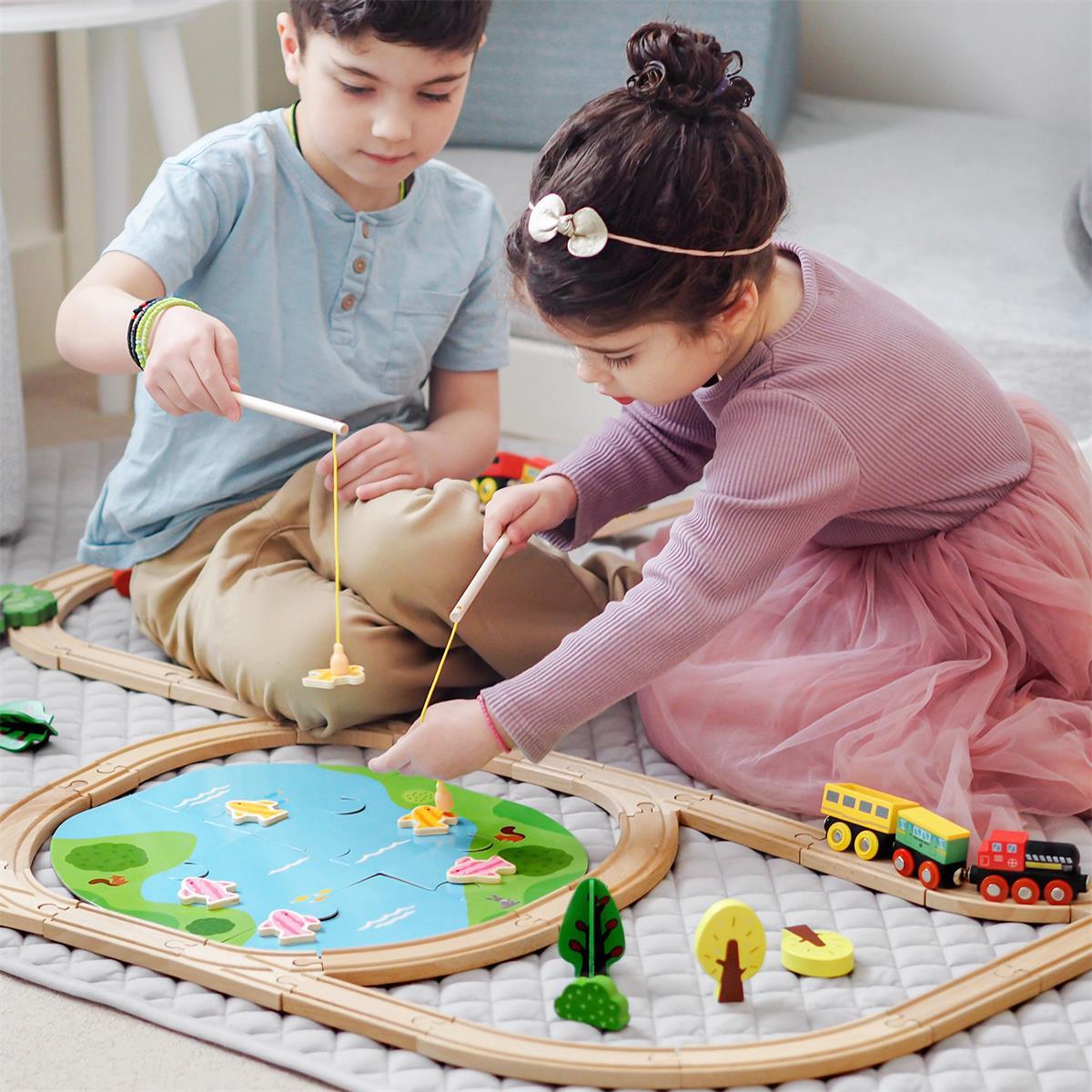 ® Wooden Train Set 110 Pcs