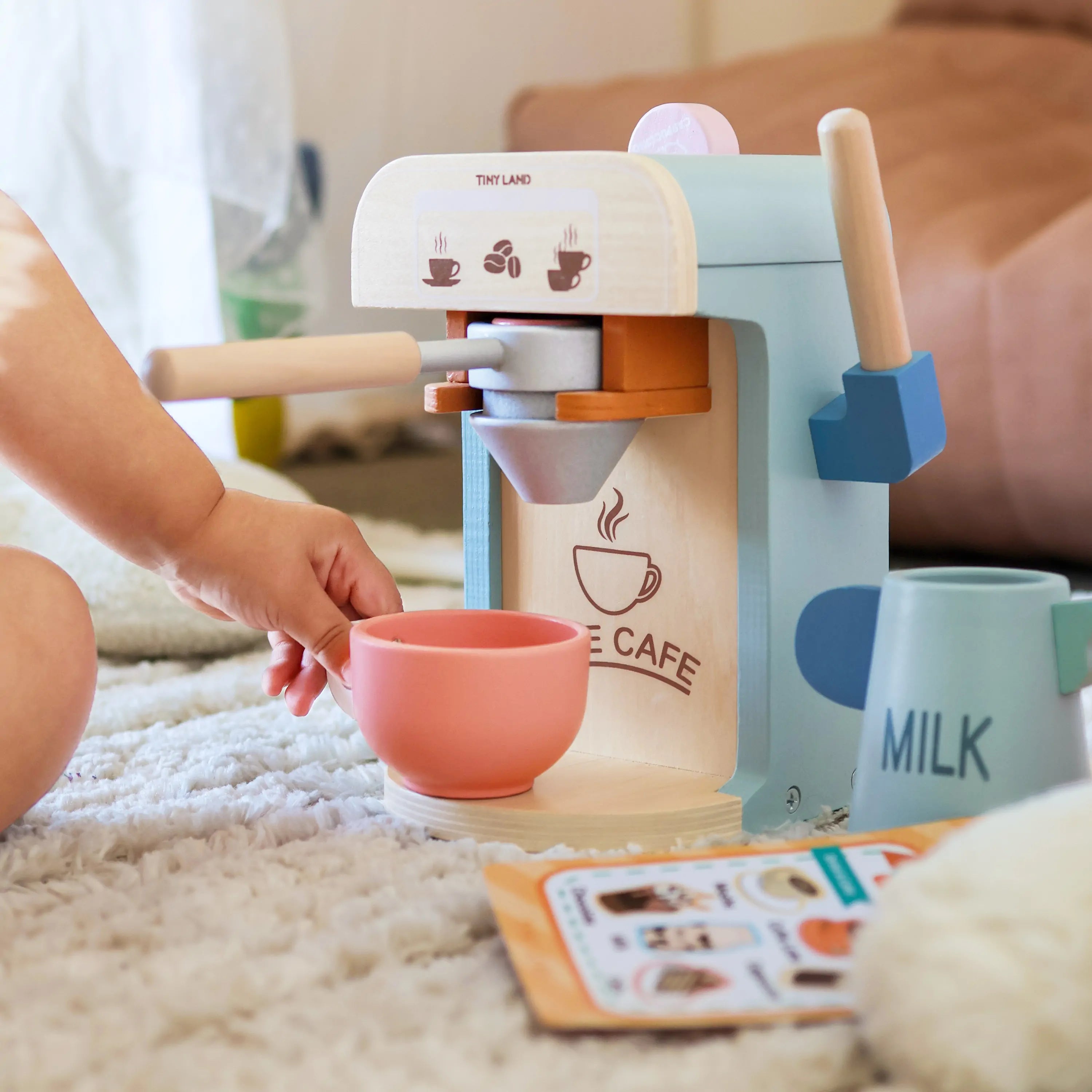 ® Play Kitchen Accessories – Children’s Coffee Maker: Wooden Kids Play Coffee Maker Set