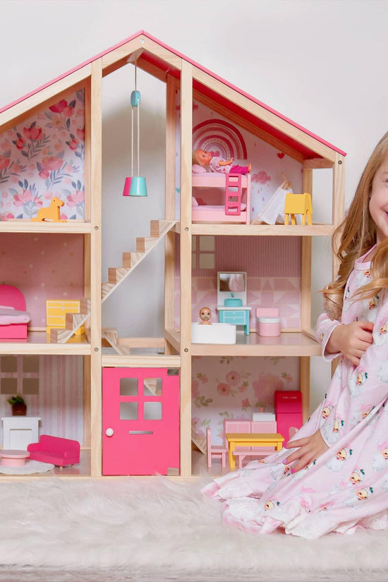 Sweet Dreams Playset — Pink Dollhouse + Pink-White Playhouse