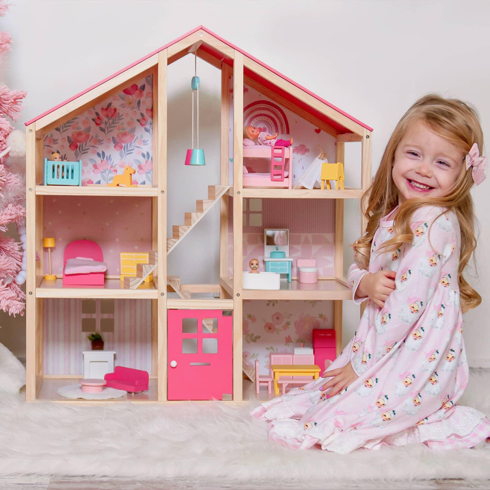 Sweet Dreams Playset — Pink Dollhouse + Pink-White Playhouse