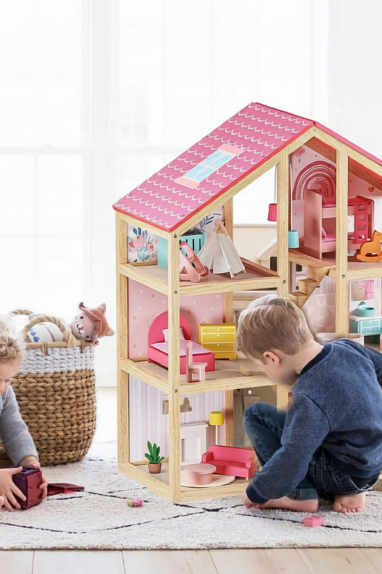 Sweet Dreams Playset — Pink Dollhouse + Pink-White Playhouse