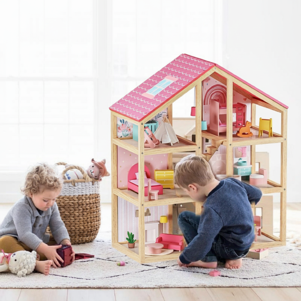 Sweet Dreams Playset — Pink Dollhouse + Pink-White Playhouse