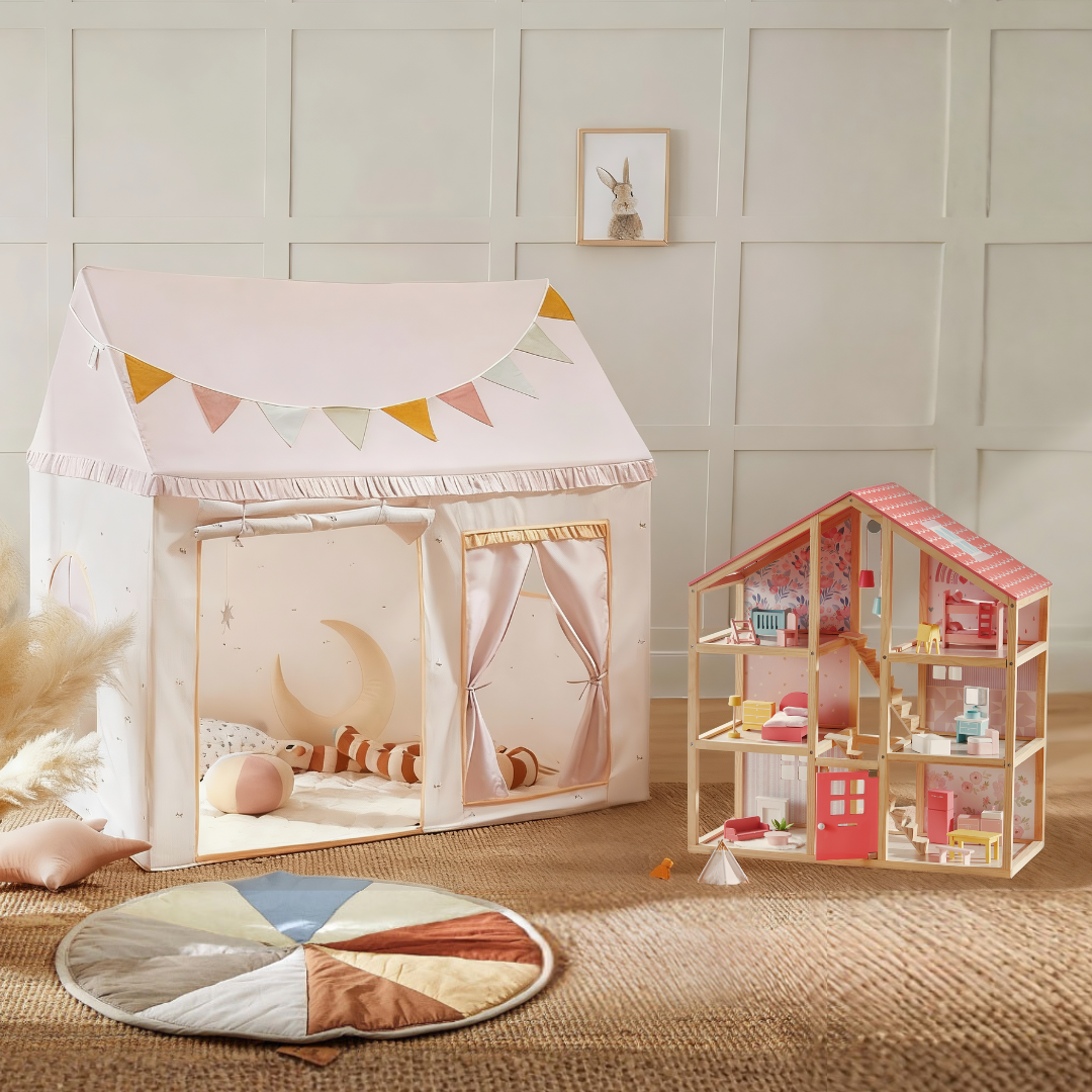 Sweet Dreams Playset — Pink Dollhouse + Pink-White Playhouse