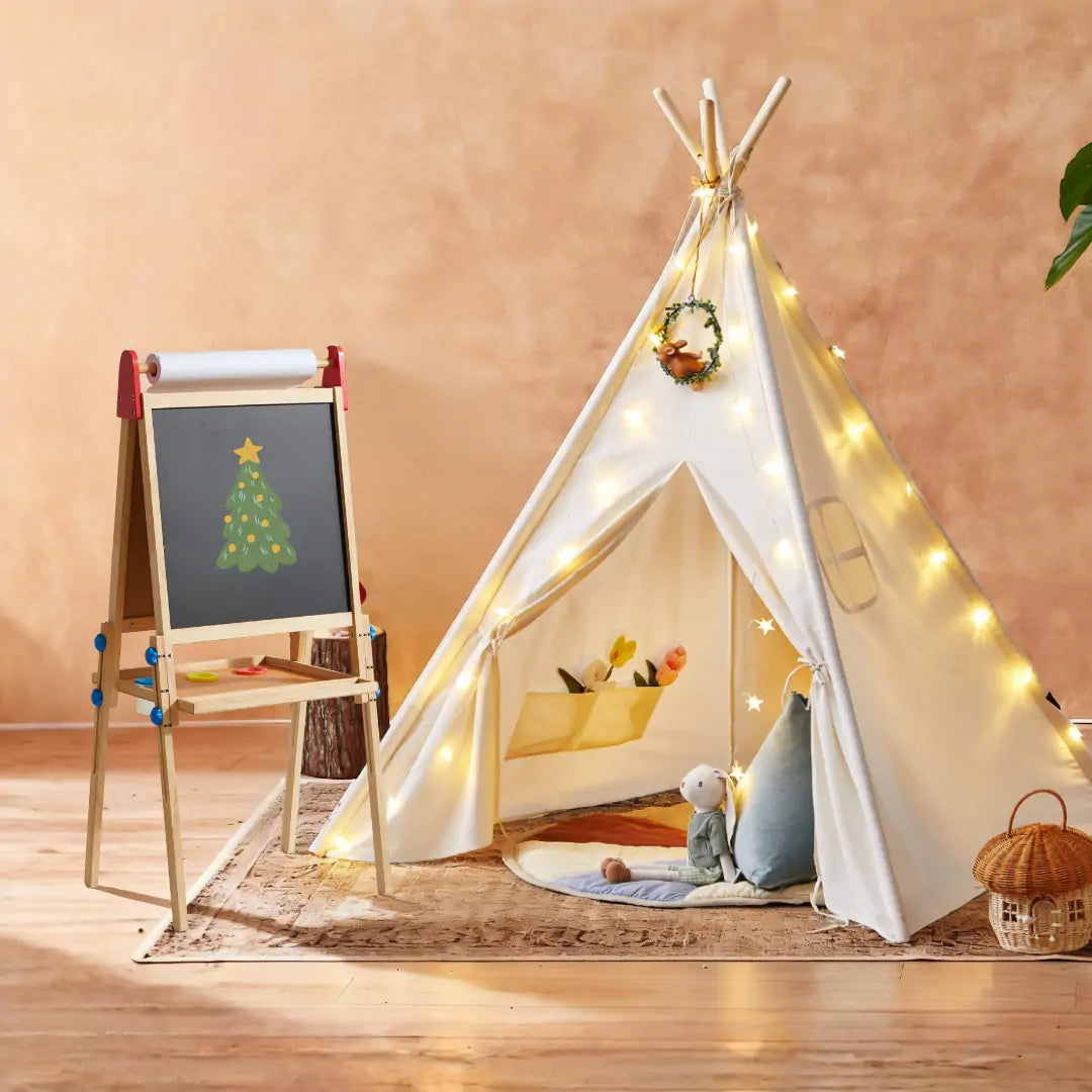 Vibrant Imaginative Retreat Set — Colorful Easel + Kids Teepee