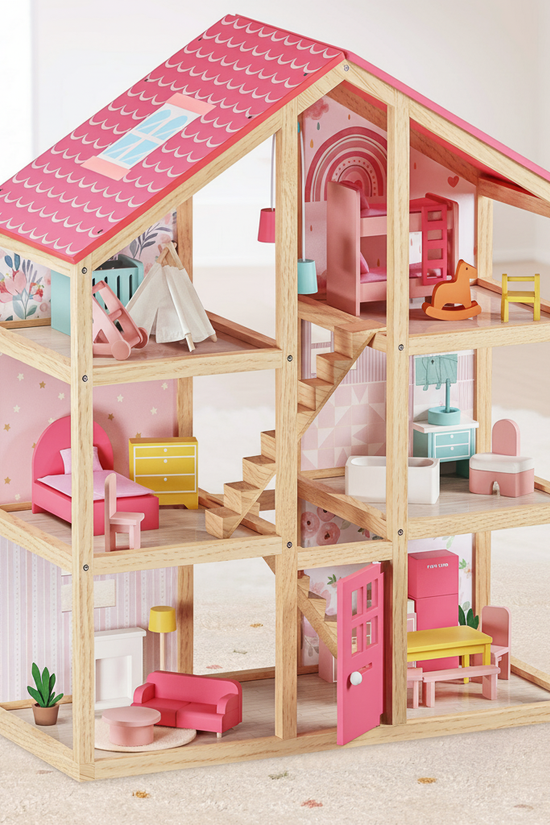 Sweet Dreams Playset — Pink Dollhouse + Pink-White Playhouse