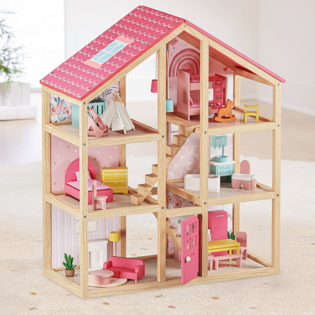Sweet Dreams Playset — Pink Dollhouse + Pink-White Playhouse
